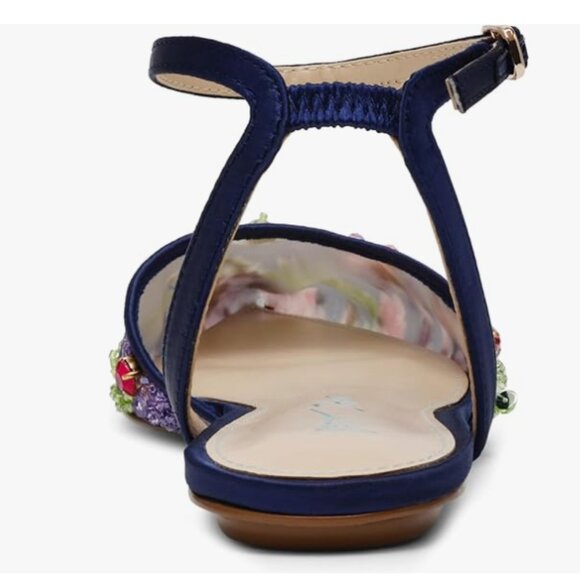 NEW BETSEY JOHNSON Garbo Embellished Mesh Flats in Navy Multi for women 925 3m7 - Picture 7 of 10